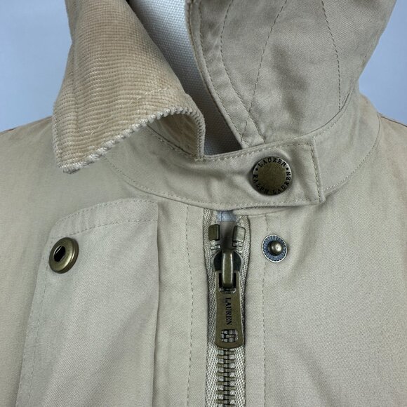 Ralph Lauren Beige Cotton Twill Cord Collar Chore Barn Utility Jacket - L - Picture 12 of 16